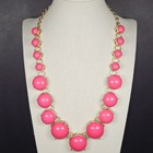 Vintage Talbots Hot Pink Choker Necklace Bubble Beads Gold Tone Metal Chain 22 