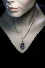 4ct Cushion Cut Sapphire   Diamond Pendant 14k White Gold Over