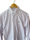 Vineyard Vines Size S Pink And Blue Plaid Soft Cotton Flannel Whale Shirt 