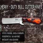 Handmade 1095 Steel Cowboy Bull Cutter Knife With Cross Draw Leather Sheath