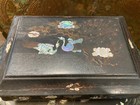 Antique Sewing Box In Japanese Lacquer With Floral Decoration In Mother-of-pearl