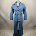 Sears Leisure Suit Mens 36 Jacket 30 31 Pants Vintage 60s 70s Disco Hippie Blue