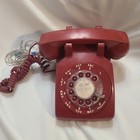 Red Rotary Dial Rotary Phone Bell Systems Western Electric Vtg  500 Mm As Is