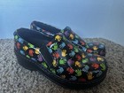 Klogs Women   s Black Multicolor Handprint Slip-on Clogs Round Toe Comfort 7 5
