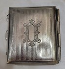 Antique 1920s Art Deco Stamp Holder Pocket Wallet Silver Plated Brass Case