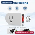 Grounded Outlet Extender With On off Switch  2 Pack   3 Prong Single Port