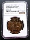 1915 Panama Pacific Expo So-called Dollar Hk-414 Ngc Ms62 Pl Gilt Rarity 6