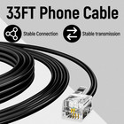 33 Feet Telephone Landline Extension Cord Cable Line Wire With Standard Rj-11 6p