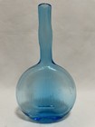 Vintage Blue Hand Blown Glass Bottle Banjo Violin Cello Shape design 7 In Tall