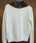Vintage B  Moss Ladies White Zip-up Snowman Sweater   detachable Fur Collar Small