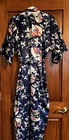Oriental Robe Women   s Japanese Geisha Girls Blue Flowers Long One Size Kimono