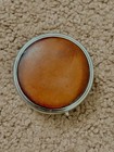 Vintage Travel Pill Box Case Faux Leather Top 3 Compartment Silver Tone Retro