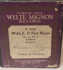 Welte Mignon Player Piano Roll Purple Seal Records Walz D Flat Major P 1220