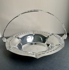 Vintage Continental Chrome Basket Candy Dish Shiny Metalware Trinket Tray