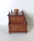 Vintage 1965 Wooden Shaker Style 2 Tier Spool Sewing Box With Pin Cushion On Top