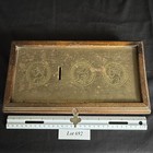 Antique Brass   Wood Coin Box Bank With Brass Hinges Made In Italy 12 Inch Wide