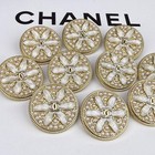 10 Chanel Buttons Gold Cc Logo With Pearls Metal 25mm Vintage
