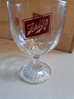 Pair Of Vintage Schlitz 6  Heavy Clear Footed Beer Goblets