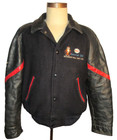 Men s Vintage 1987 Wool   Leather Jacket  Esso Tiger Logo  Quilted Lining  46