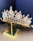 Gold Crown Crystal Tiara  Princess Crown  Gold Wedding Tiara  Wedding Crown