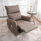 Manual Swivel Rocking Chair 360   Nursery Chair Pu Faux Leather Upholstered Brown