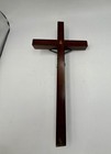 Vtg Wood Christian Cross Crucifix  Jesus With Inri 10  Wall Hanging