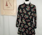 Boutique Zazoo  Belgium Vintage 1970 s  Women s Mini Dress Floral  Black Medium