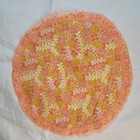 Vintage Floral Doily Pink Orange Cotton Lace Round 11 Inch Handmade Retro  70s