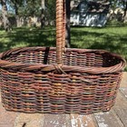 Vintage 16    Rustic Multicolor Willow Basket Handwoven Farmhouse Decor Cottage