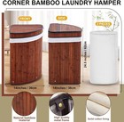 Corner Laundry Hamper With Lid And 2 Removable Cloth Liners Bamboo Corner Laundr