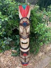 Tiki Totem Tahitian Wood Mask Tropical Bar Patio Decor 39 x 6 in