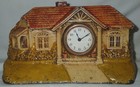 Antique Cast Iron House Home Doorstop W  Clock Pediment Column Architectural