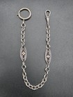 Antique Art Deco Silver 800 Single Albert Pocket Watch Chain France C1920s