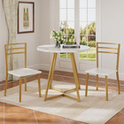 Small Round Dining Table Set For 2  Wood Tabletop With Strong Metal Frame  Moder