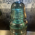 Teal Aqua Blue-green Ribbed Glass Power Line Insulator - Green blue Tint