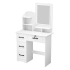 White Vanity Makeup Dressing Table Set W stool 4 Drawer mirror Jewelry Wood Desk