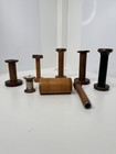 Lot Of 8 Vintage Antique Wooden Spools Textile Mill Thread Big Bobbins Spindles