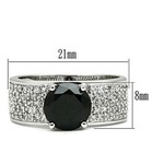 Ladies Black Ring Solitaire Accents 3 Carat Silver Cz Rhodium Wide Band W145