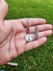 Jewish Judaica Necklace Pendant Israel Authentic Lion Menorah Coin Hanukkah Gift