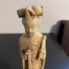 Vintage Detailed Ivorine Resin Faux Bone Female Chinese Empress Statue 10  Tall
