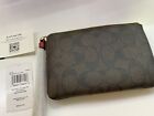 Nwt Coach Corner Zip Wristlet In Signature Canvas Brown red   88