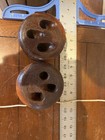 Antique Wooden Ship Deadeyes Rope Pulley Blocks Nautical Pair   beauties 