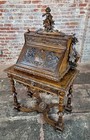 19th Century Highly Carved Italian Drop Leaf Desk W  Griffin   Putti