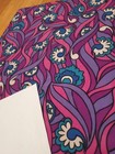 Awesome Rare Vintage Mid Century Retro 70s Purp Pnk Blue Wavy Floral Fabric  Wow