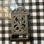 Vintage Cast Iron Match Box Holder Wall Mount Safe Hearth Fireplace Accessory 