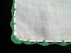 Vintage Crocheted Butterfly Corner Hankie Green Edge Handkerchief Hanky 649