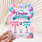 Joint Birthday Invitation Template Double Birthday Party Canva Invite 5x7
