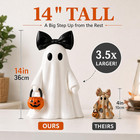 14 In Large Lighted White Ghost Figurine With Pumpkin Lantern remote Timer
