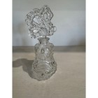 Irice Clear Pressed Glass Perfume Bottle Btg 50s Ribbon   Bowl Design W stopper