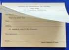 Vintage Office Of Registrar Of Voter City Hall San Francisco California Forms 1